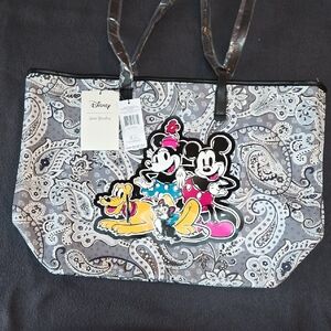 Vera Bradley Gray and Black Tote Bag with Paisley Design